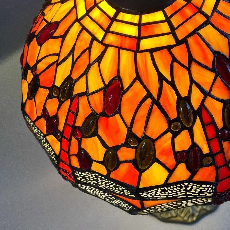 Orange 40cm Dragonfly Tiffany Table Lamp