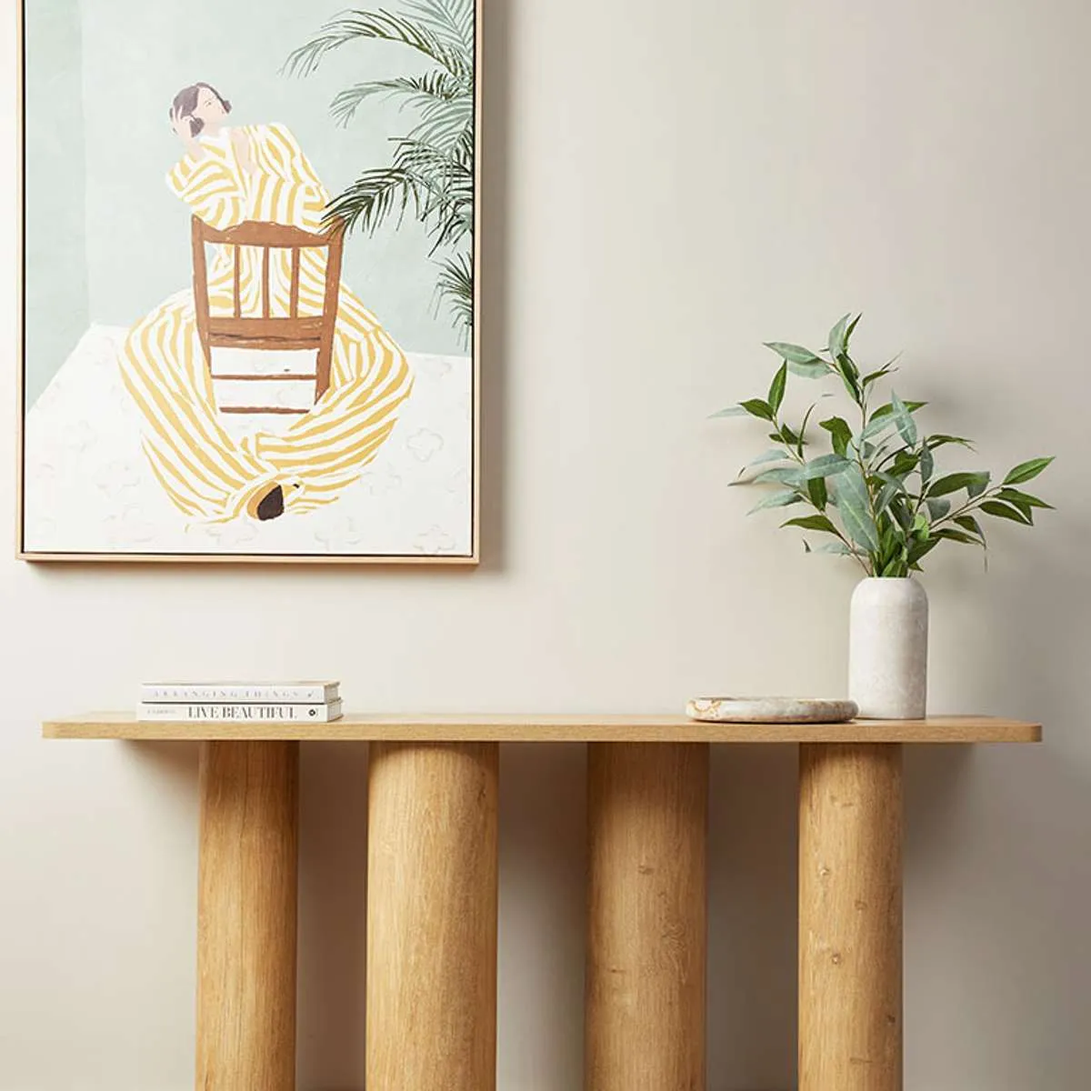 Otis Chunky Leg Console Table - Natural Mocka