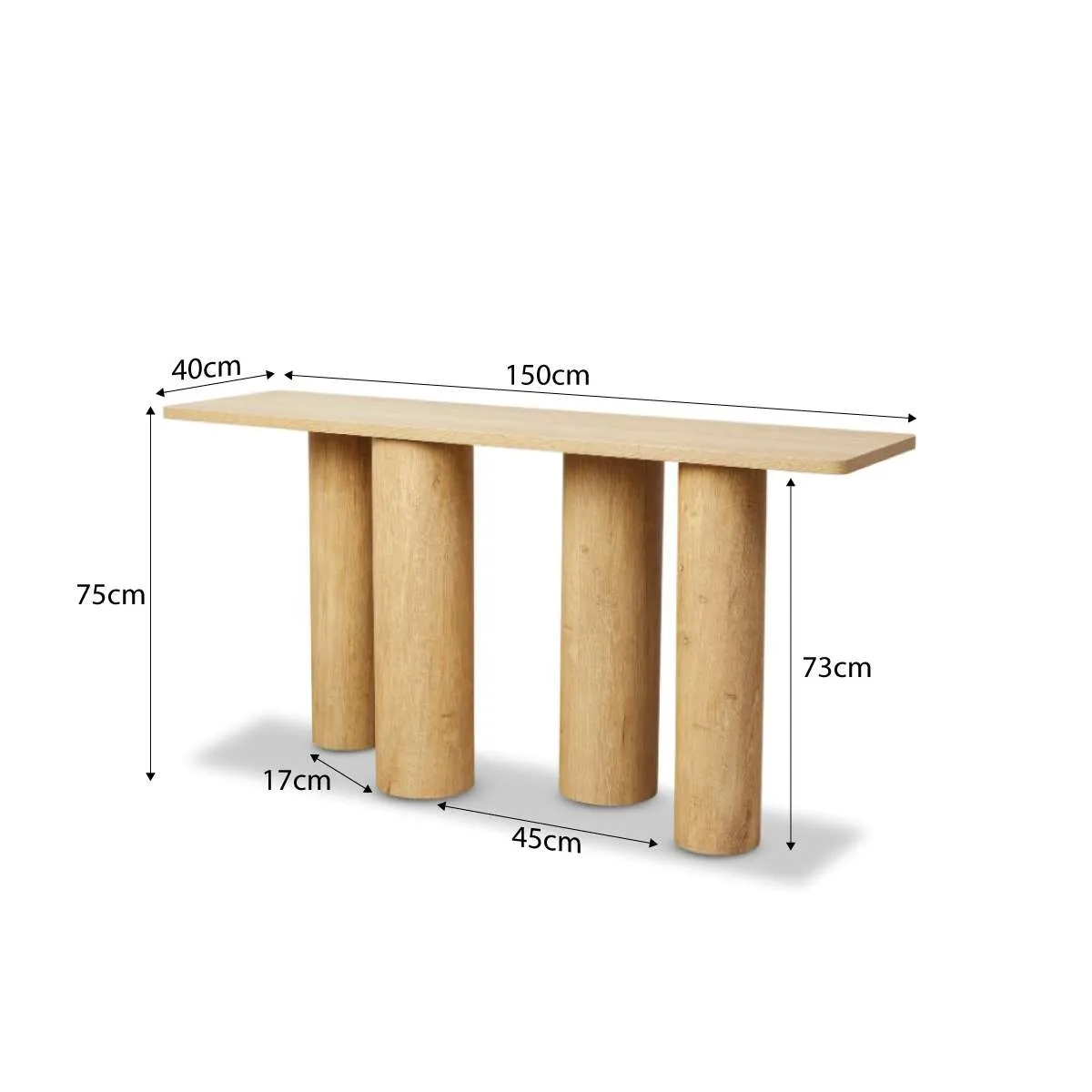 Otis Chunky Leg Console Table - Natural Mocka