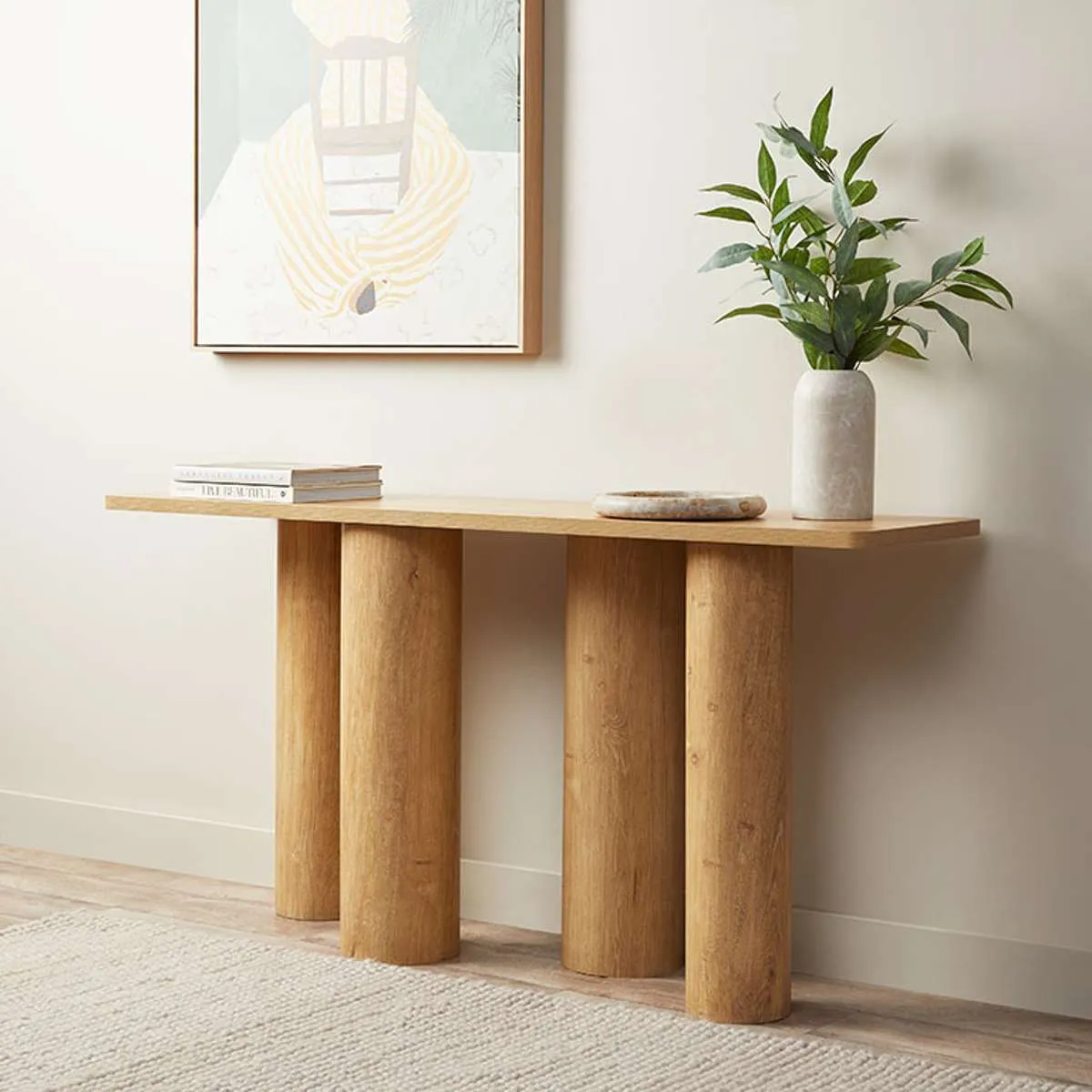 Otis Chunky Leg Console Table - Natural Mocka