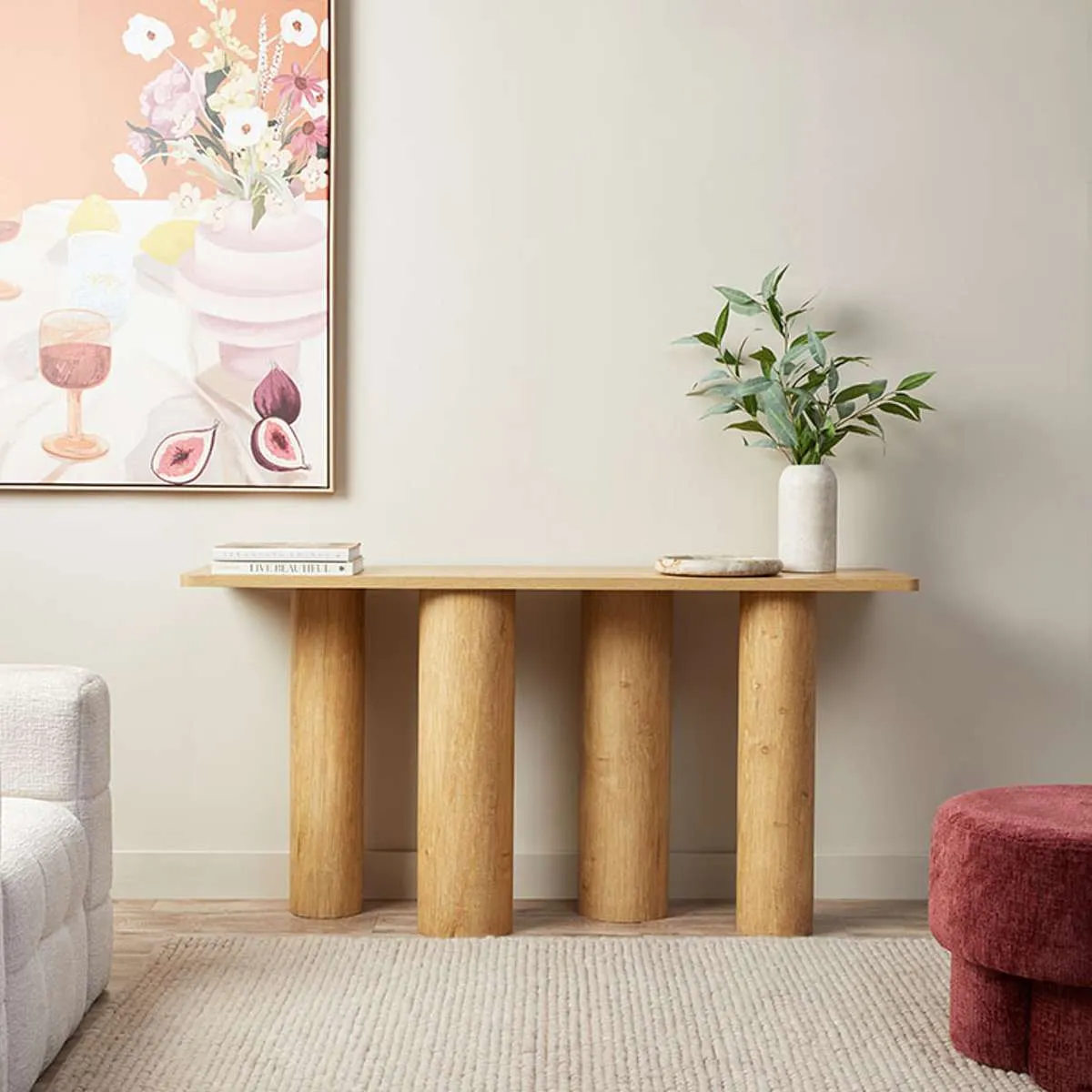 Otis Chunky Leg Console Table - Natural Mocka