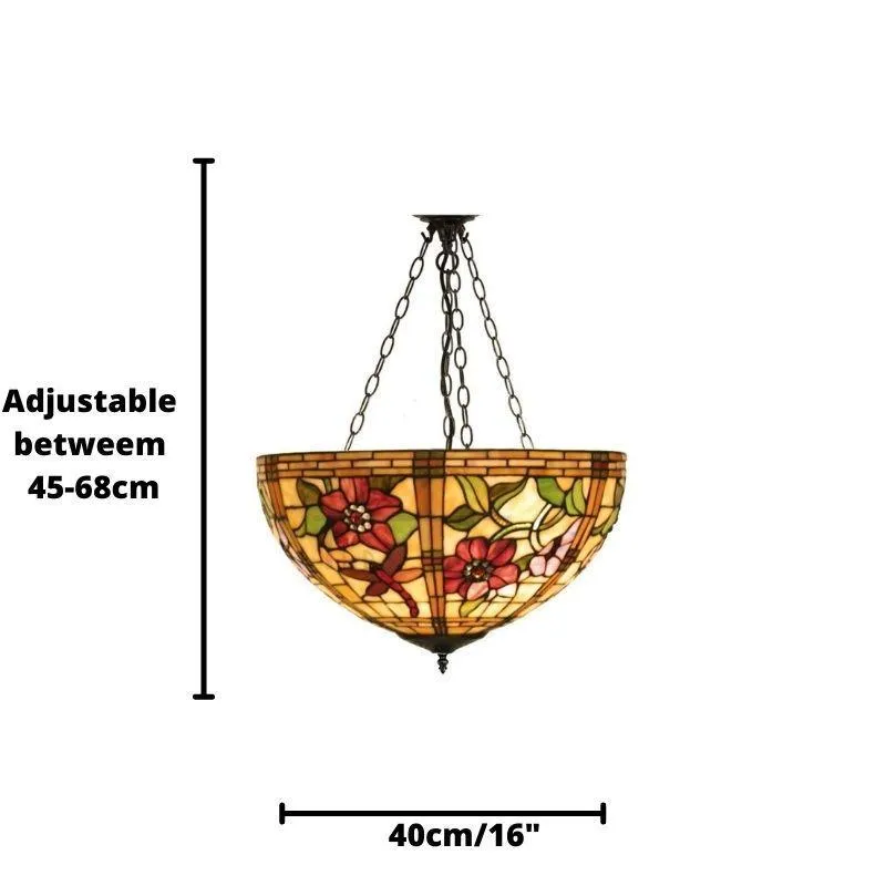 Pavot Medium Inverted Tiffany Ceiling Light (adjustable)