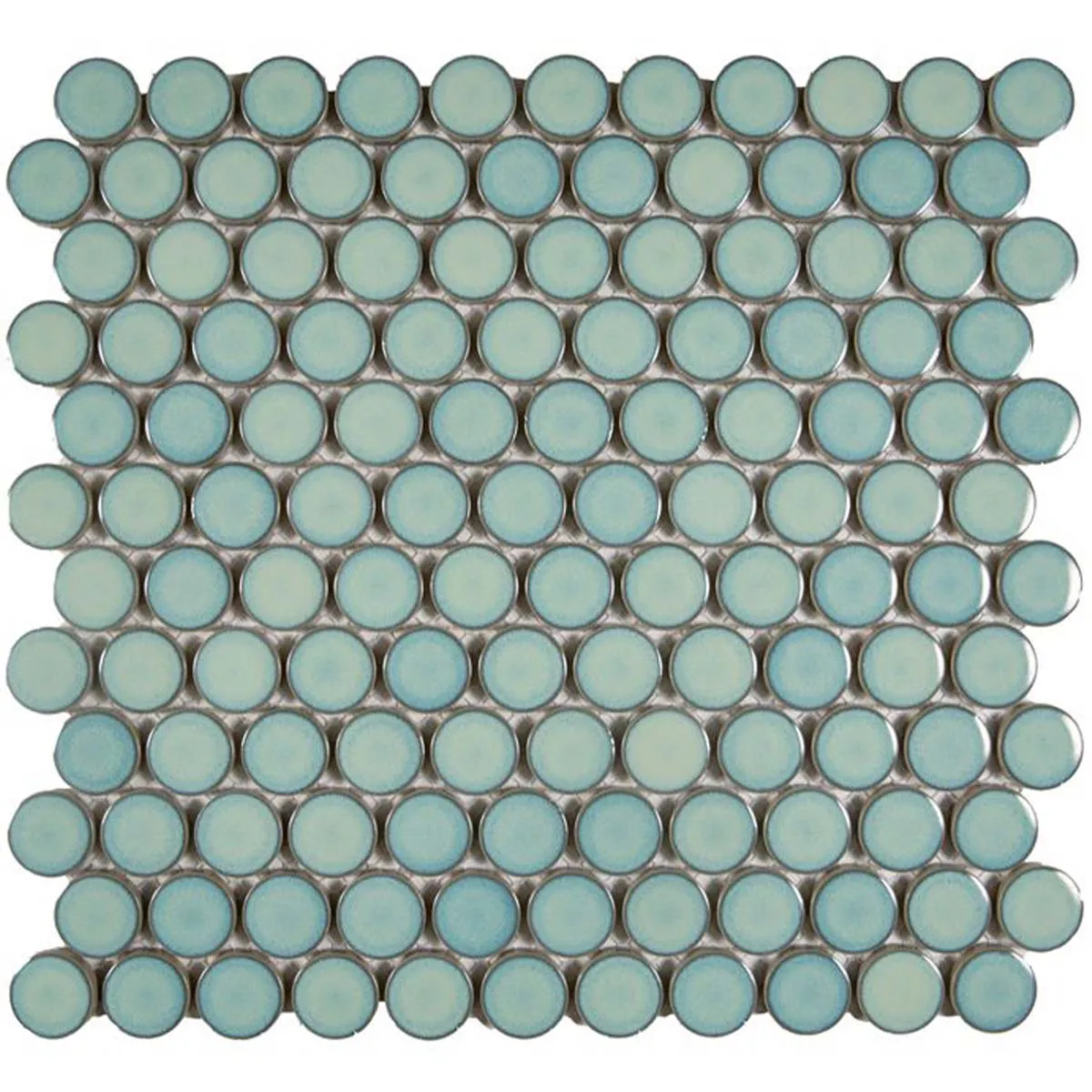 Penny Aquamarina Round Wall & Floor Mosaic Tile 31x33cm Gloss