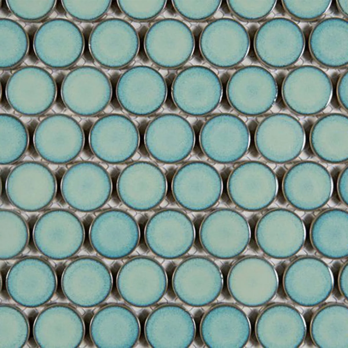 Penny Aquamarina Round Wall & Floor Mosaic Tile 31x33cm Gloss
