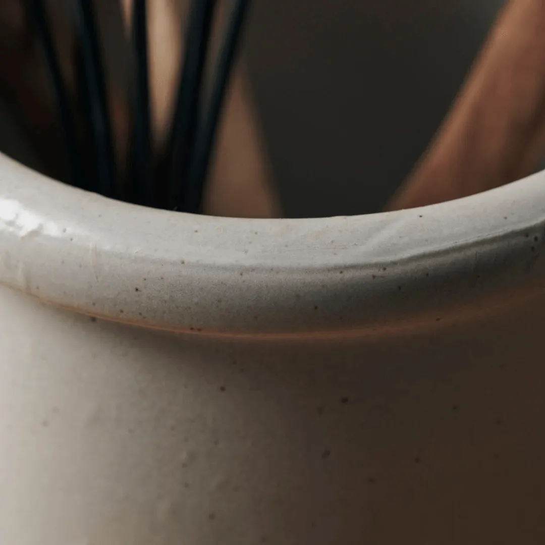 Pion Stoneware Jar | White/Grey 11.5x15cm Zoco Home