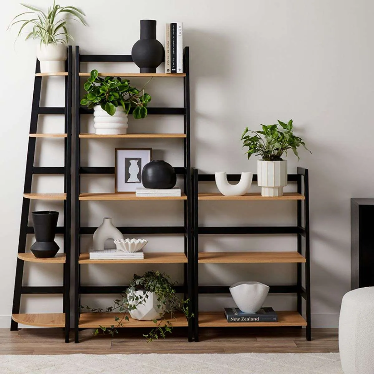 Porto Corner Shelves - Black Mocka