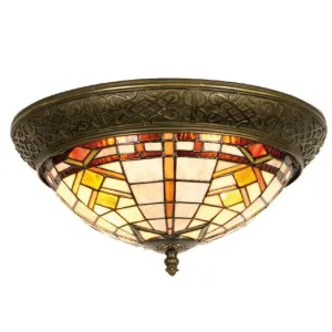 Prairie Flush Tiffany Brown & Beige Ceiling Light