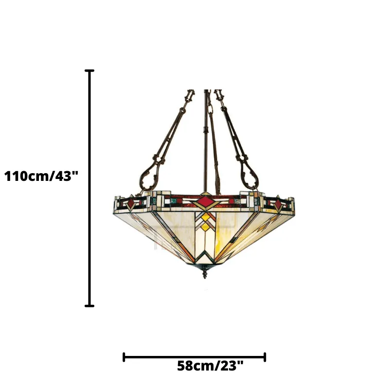 Prairie Inverted Tiffany Ceiling Light (fancy chain)