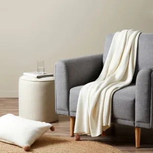 Priya Pompom Knit Throw - Ivory/Pink Mocka