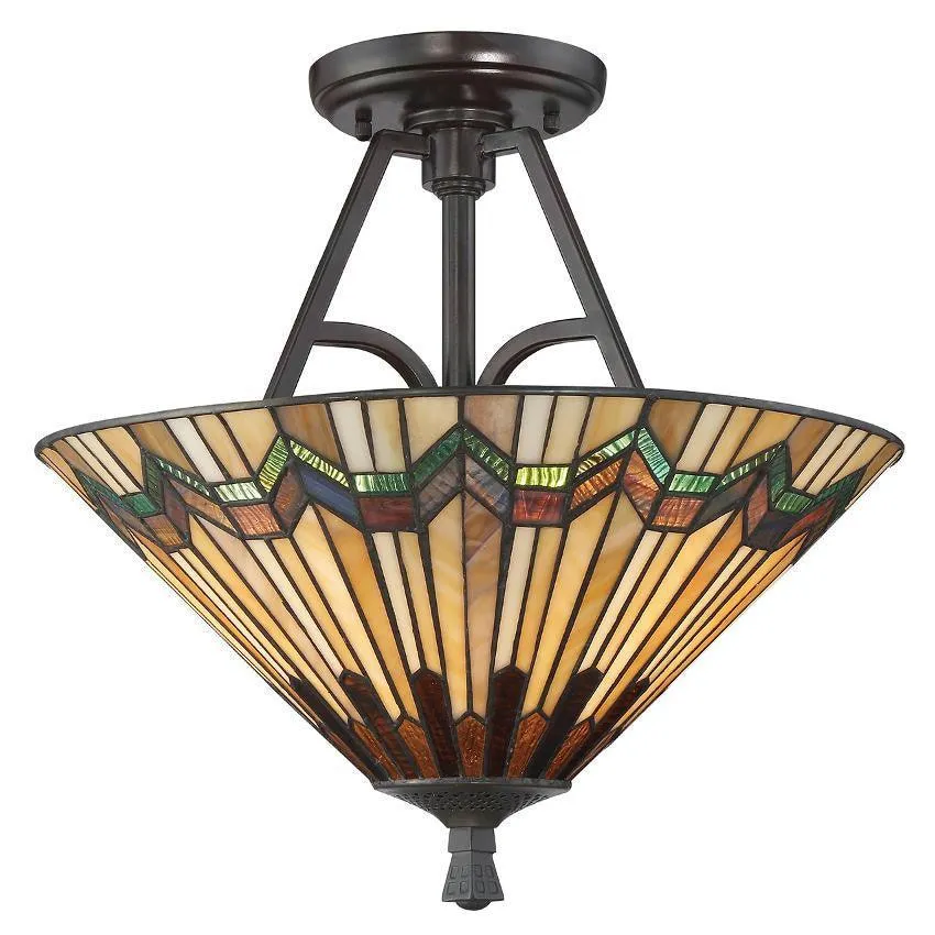 Quoizel Alcott Semi Flush Tiffany Ceiling Light