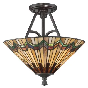 Quoizel Alcott Semi Flush Tiffany Ceiling Light