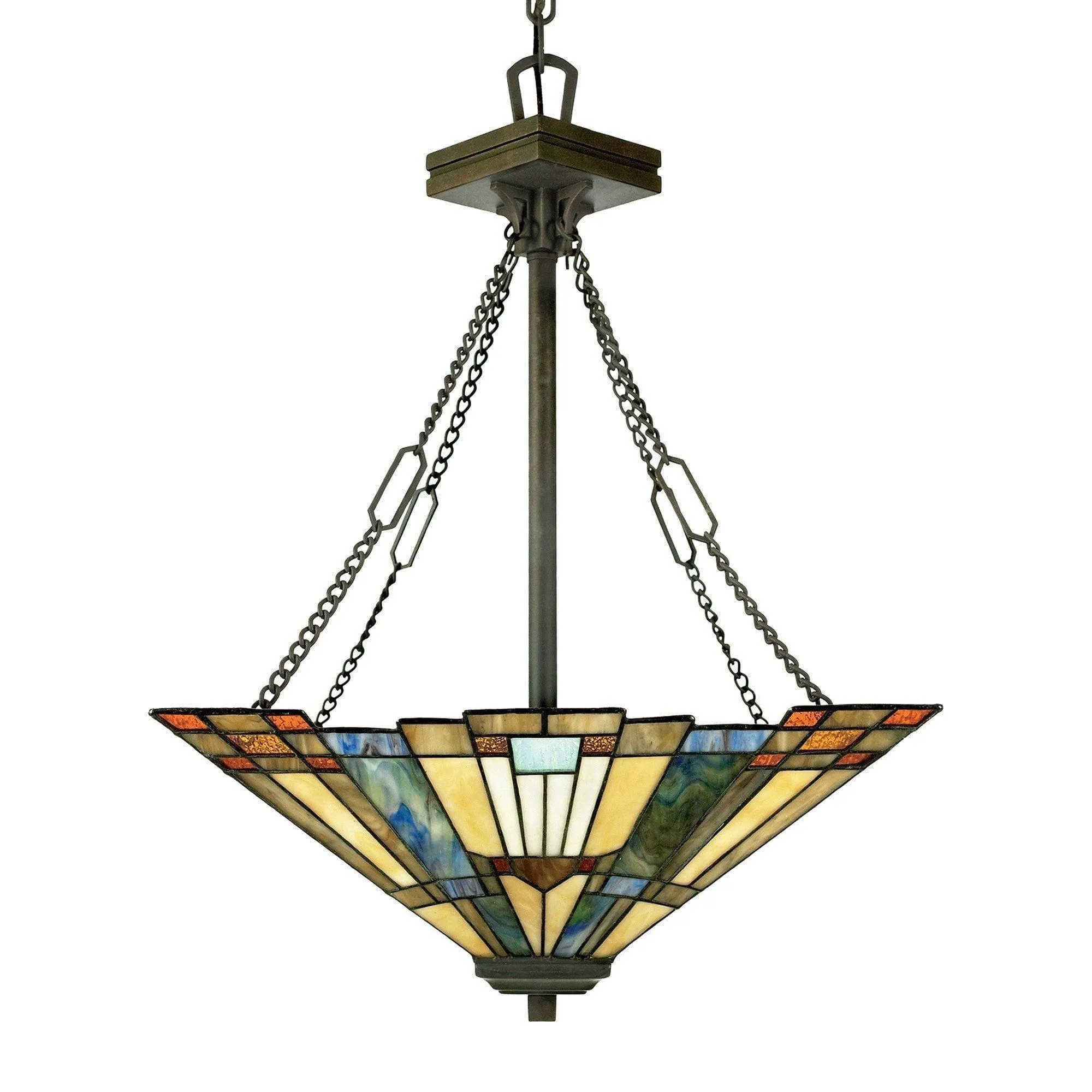 Quoizel Inglenook Inverted Tiffany Ceiling Light