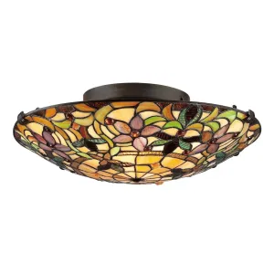 Quoizel Kami Flush Tiffany Ceiling Light