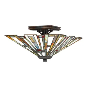 Quoizel Tiffany Maybeck 2 Light Bronze Flush Ceiling Mount