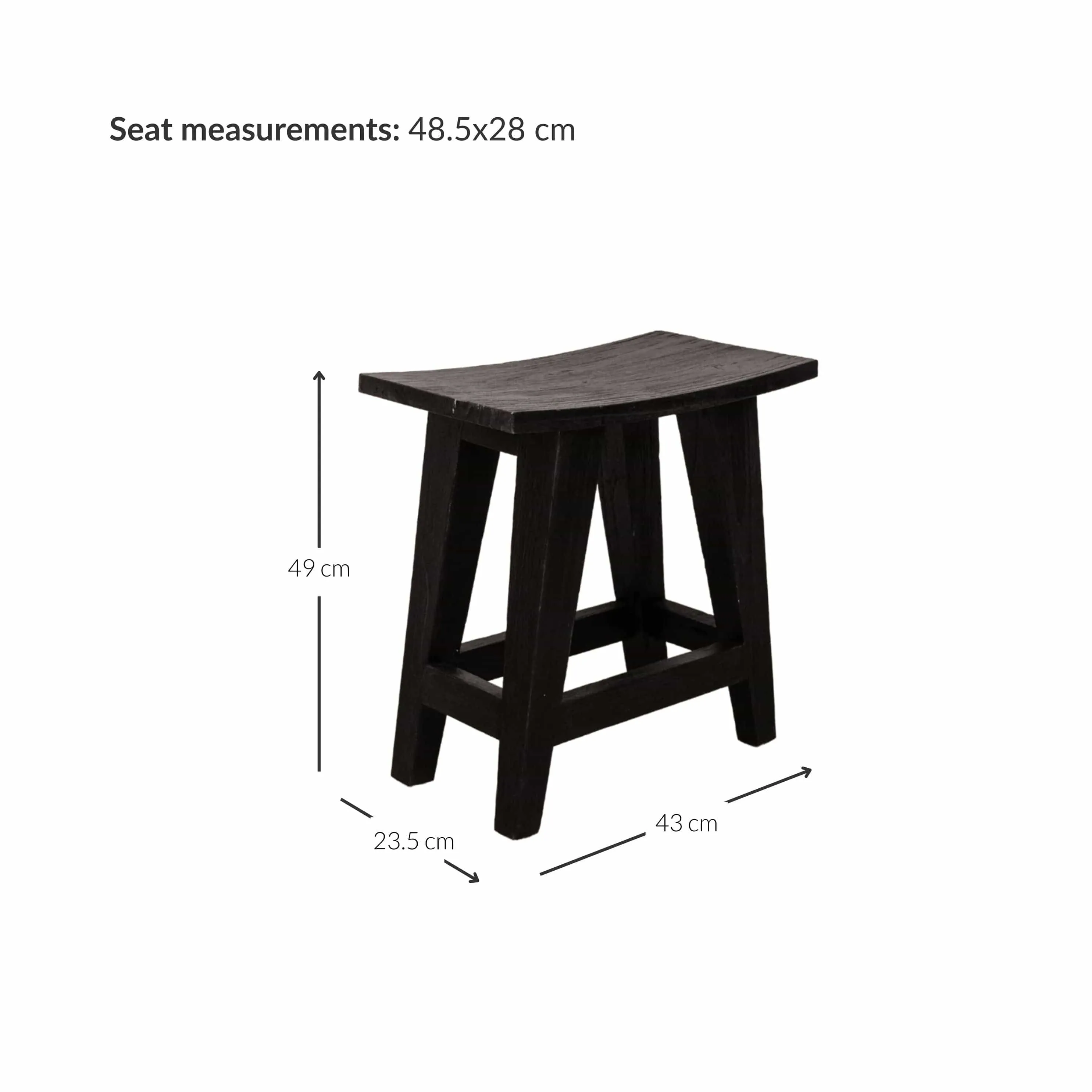 Recycled Teak Stool | Black 48x28x50cm Zoco Home