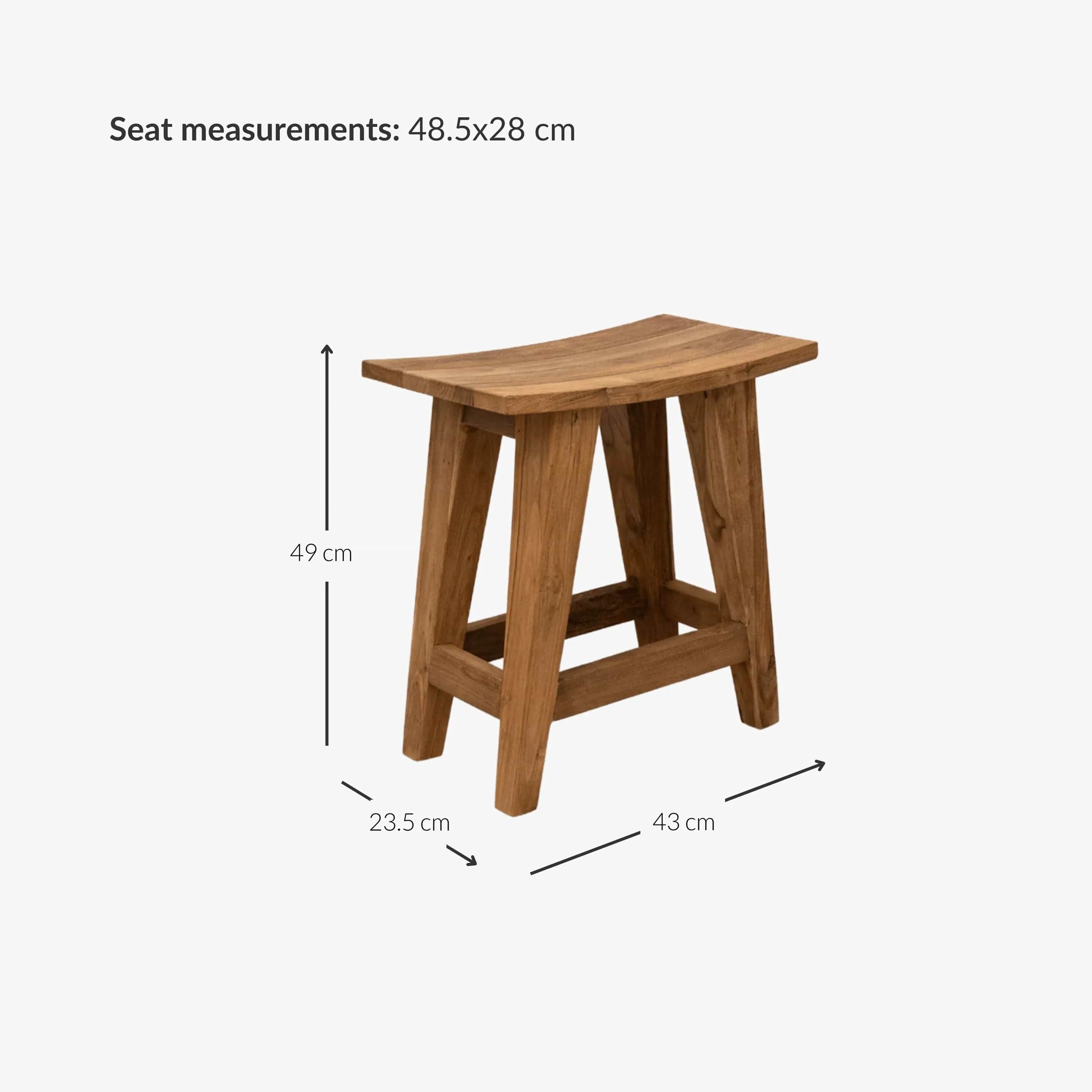 Recycled Teak Stool | Natural 48x28x50cm Zoco Home