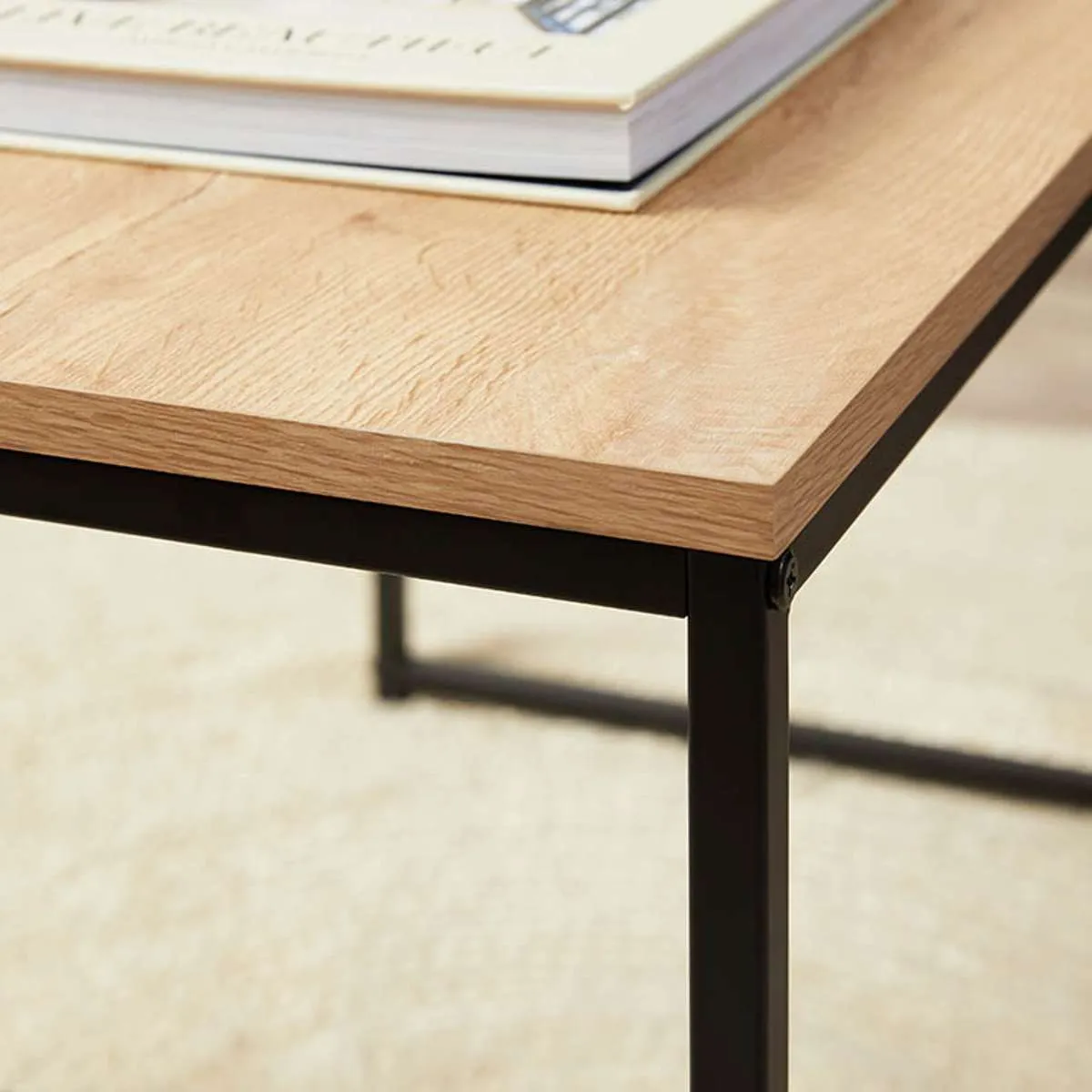 Reese Coffee and Side Table Set - Natural/Black Mocka
