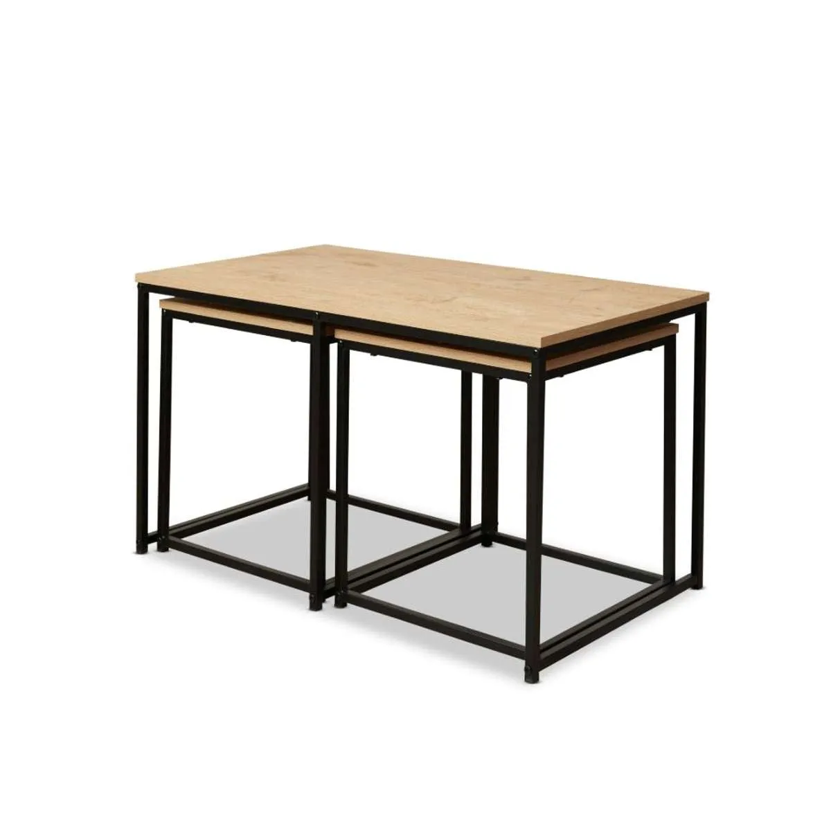 Reese Coffee and Side Table Set - Natural/Black Mocka