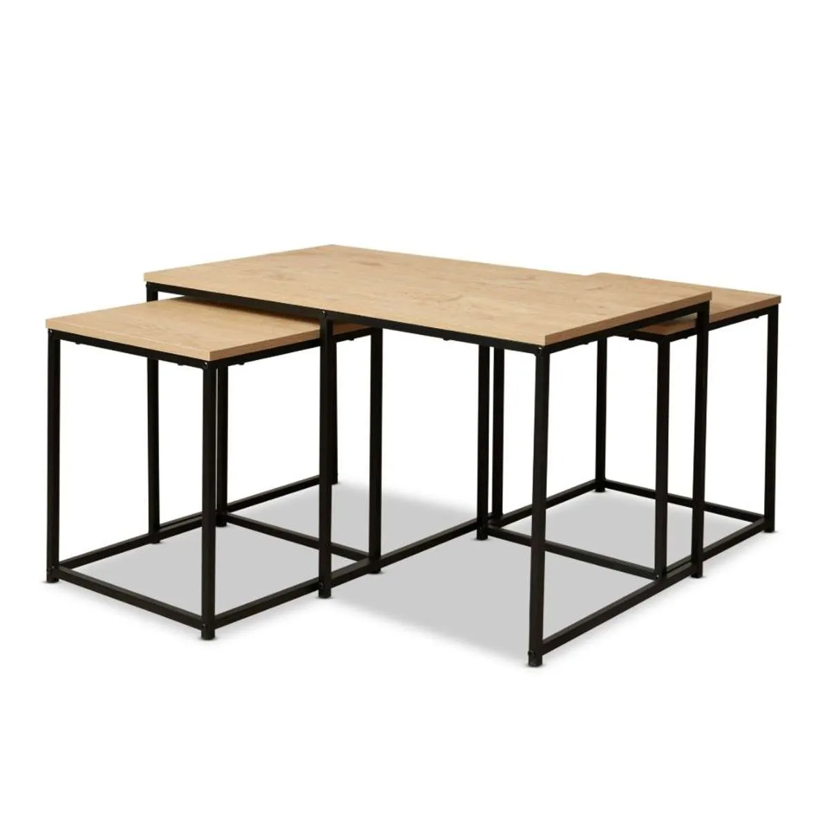 Reese Coffee and Side Table Set - Natural/Black Mocka