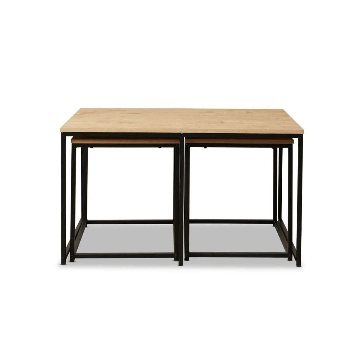 Reese Coffee and Side Table Set - Natural/Black Mocka