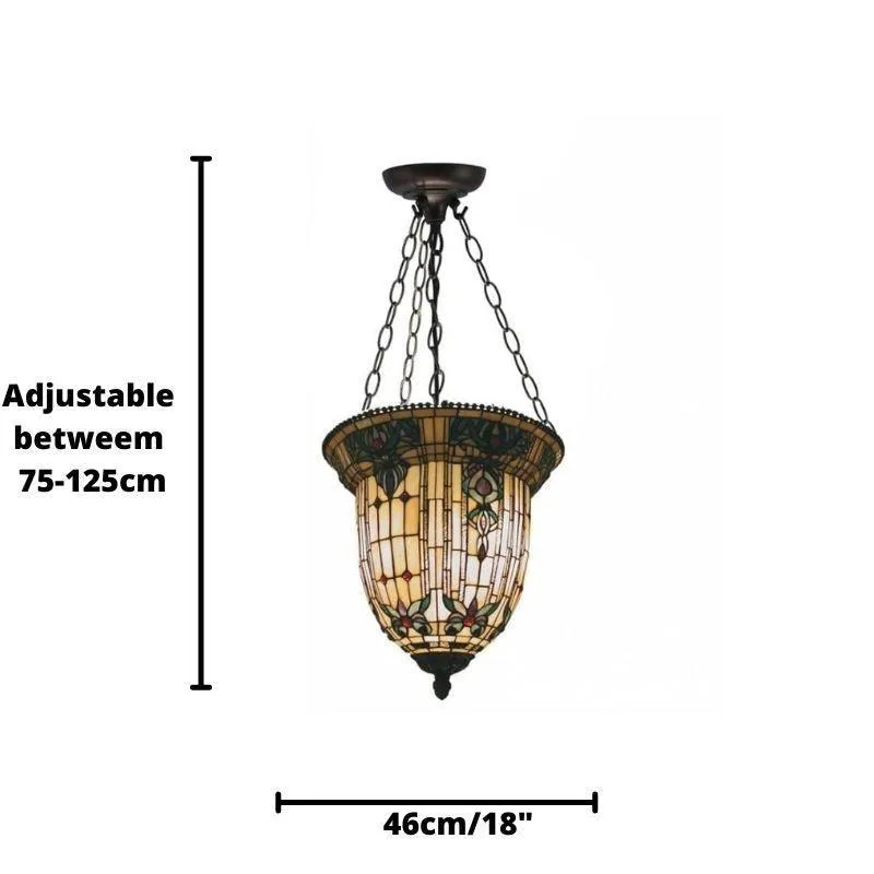 Regency Long Inverted Tiffany Ceiling Light