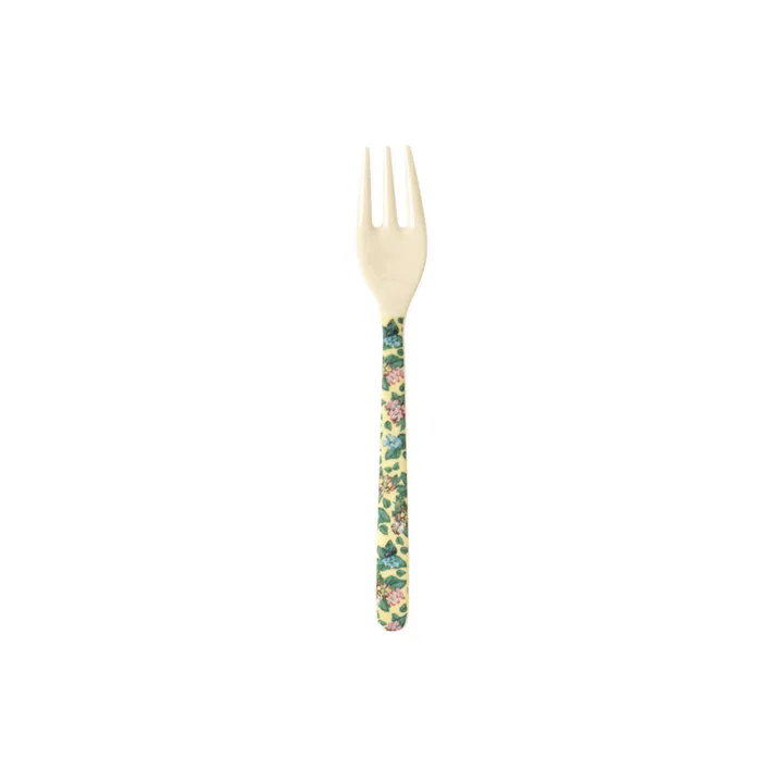 Rice DK Cake Fork with Emma's Print - Soft Yellow