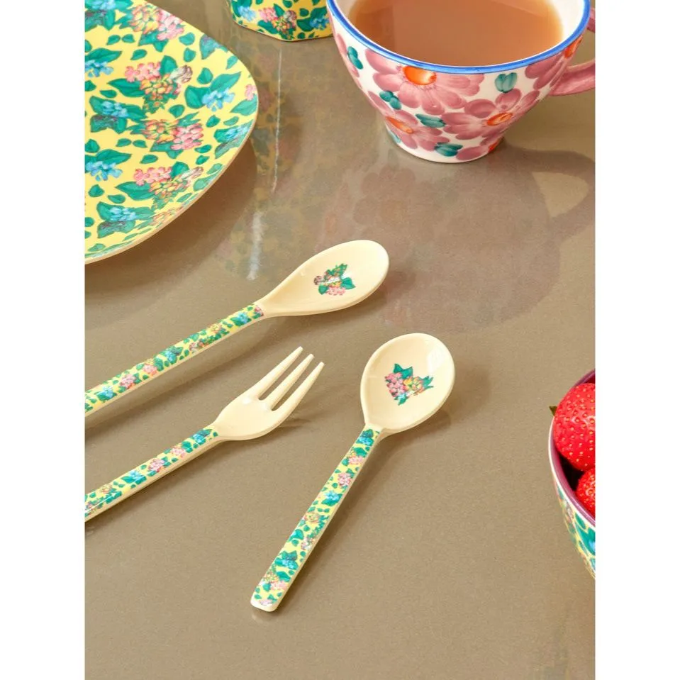 Rice DK Cake Fork with Emma's Print - Soft Yellow