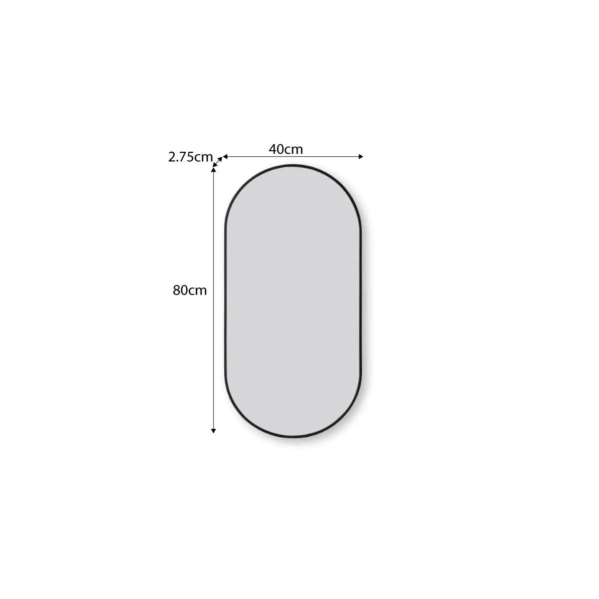 Rony Metal Pill Shaped Mirror - Black Mocka