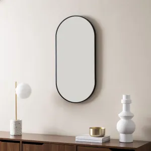Rony Metal Pill Shaped Mirror - Black Mocka
