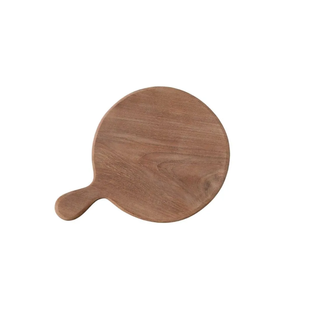 Round Teak Cutting Board With Handle | 21 cm Zoco Home