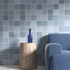 Rubik Blue Square Porcelain Tile 12x12cm Matt