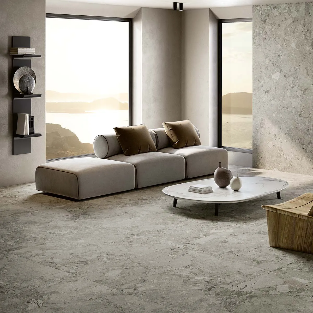 Sassari Grigio Stone Effect Porcelain Tile 60x120cm Matt
