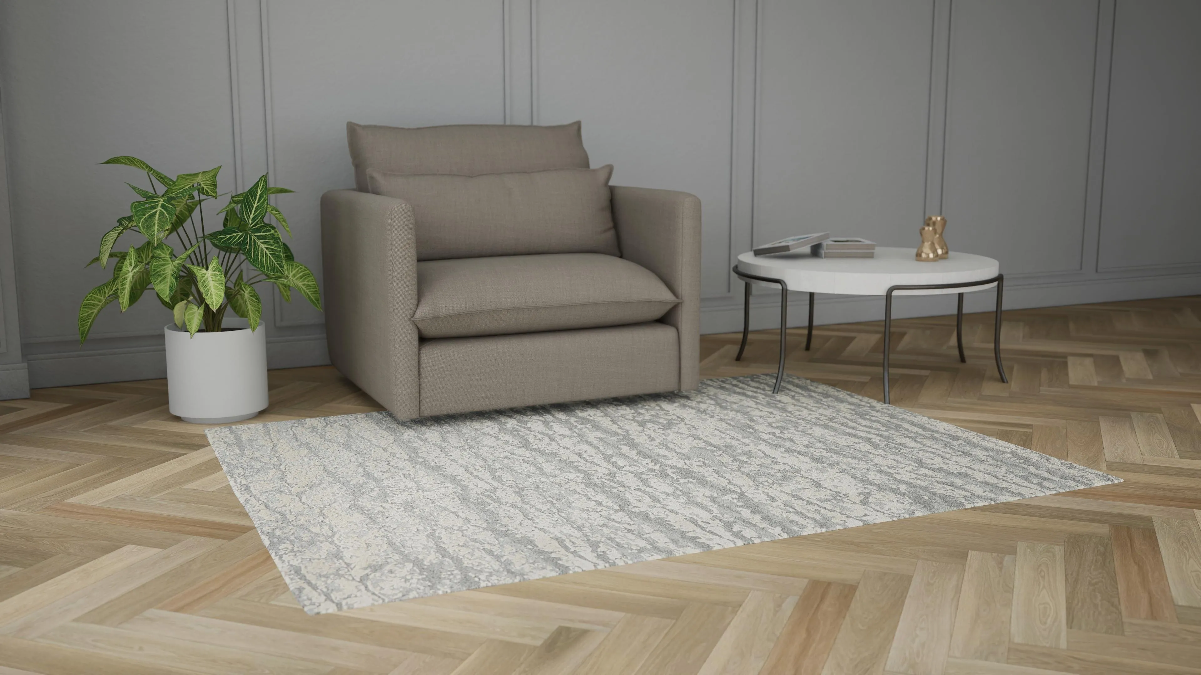 Silver Essentials Modern Wool Luxcelle Blend Rug