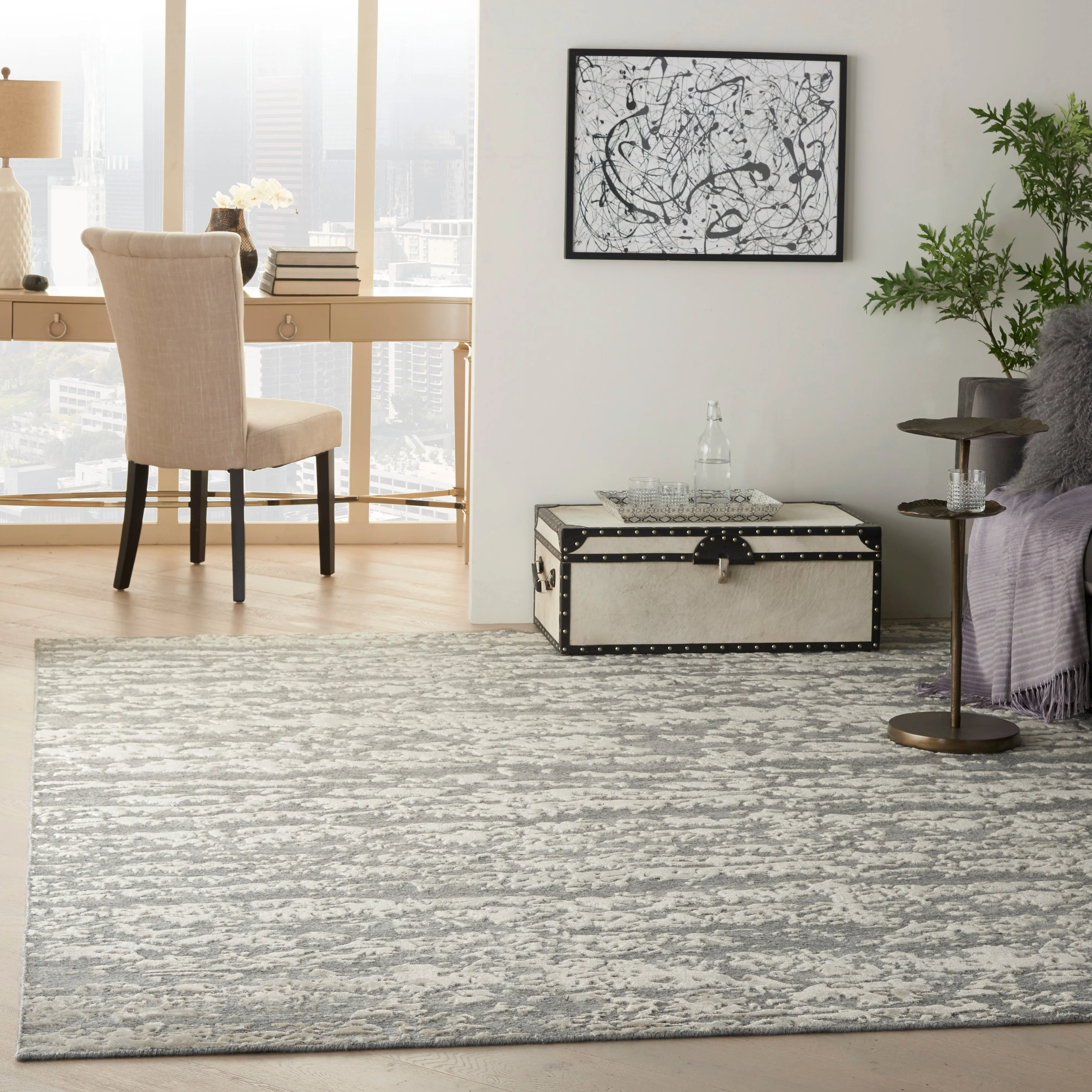 Silver Essentials Modern Wool Luxcelle Blend Rug