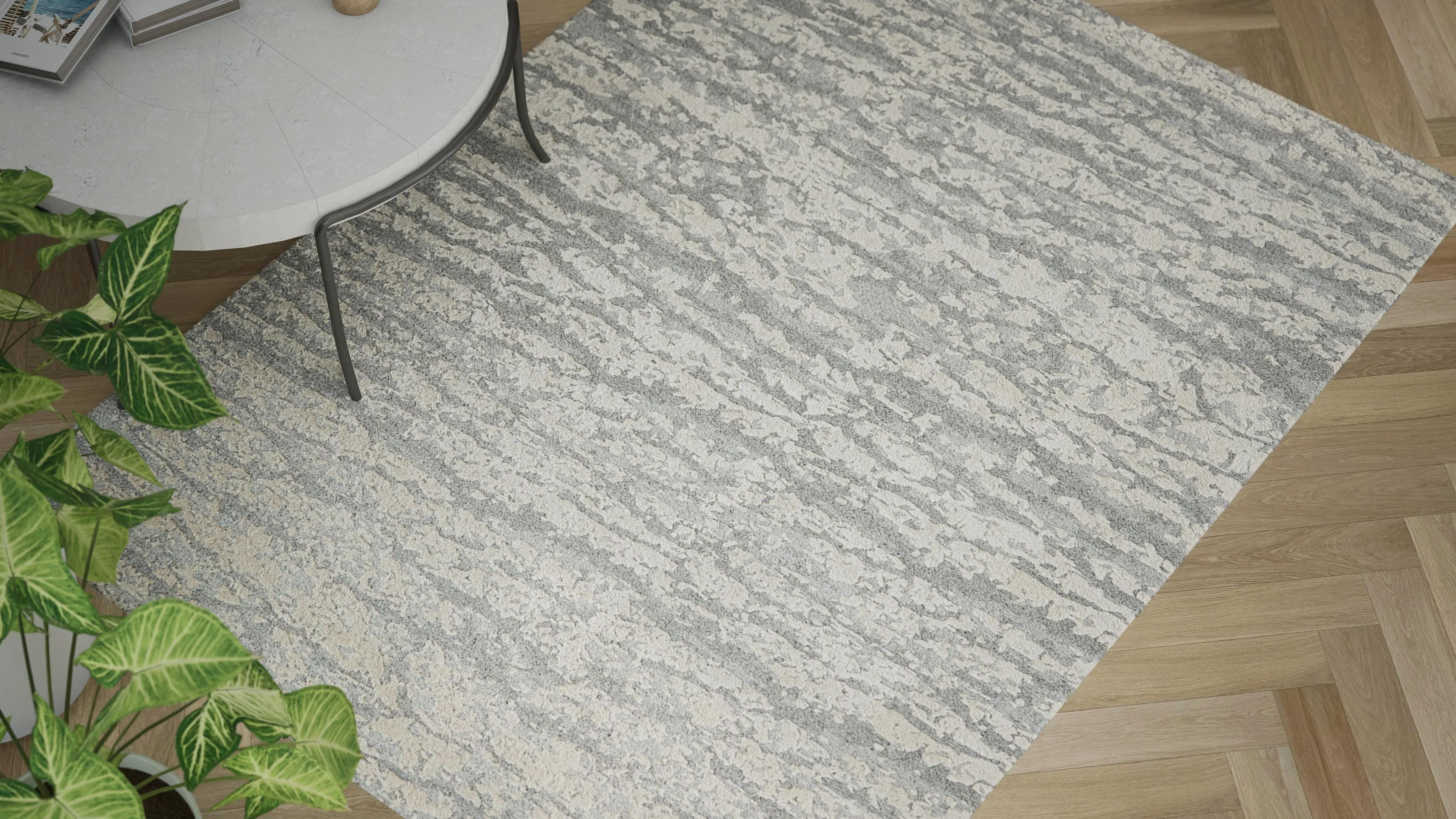 Silver Essentials Modern Wool Luxcelle Blend Rug