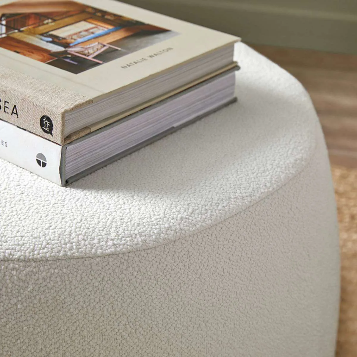 Smooth Boucle Ottoman - Large - Cream Mocka