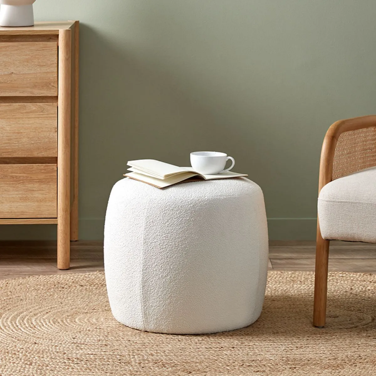 Smooth Boucle Ottoman - Small - Cream Mocka