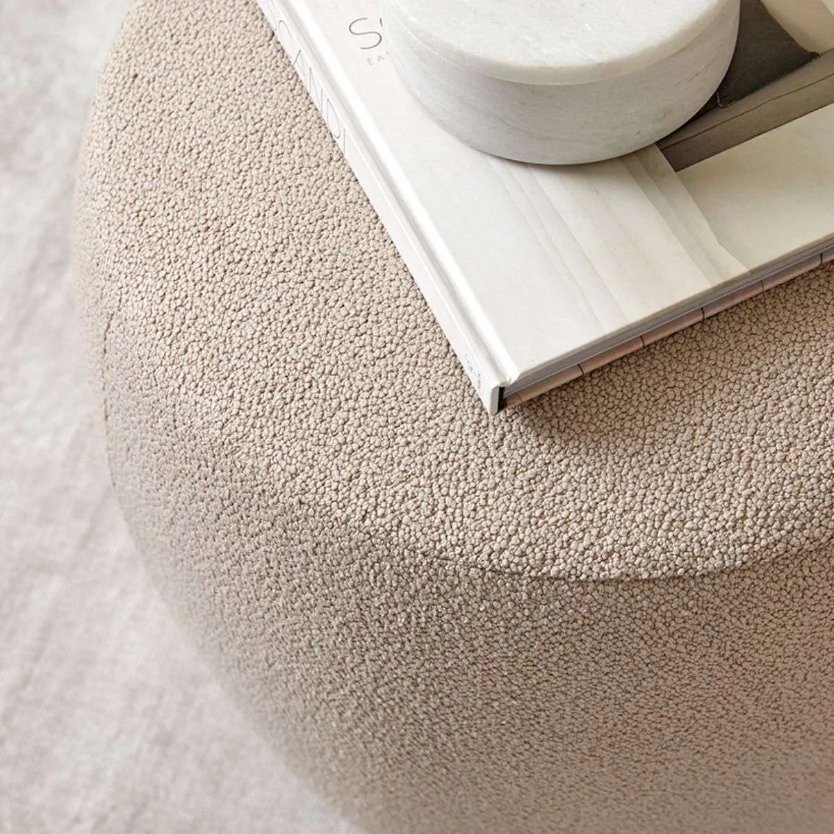 Smooth Boucle Ottoman - Small - Hazelnut Mocka
