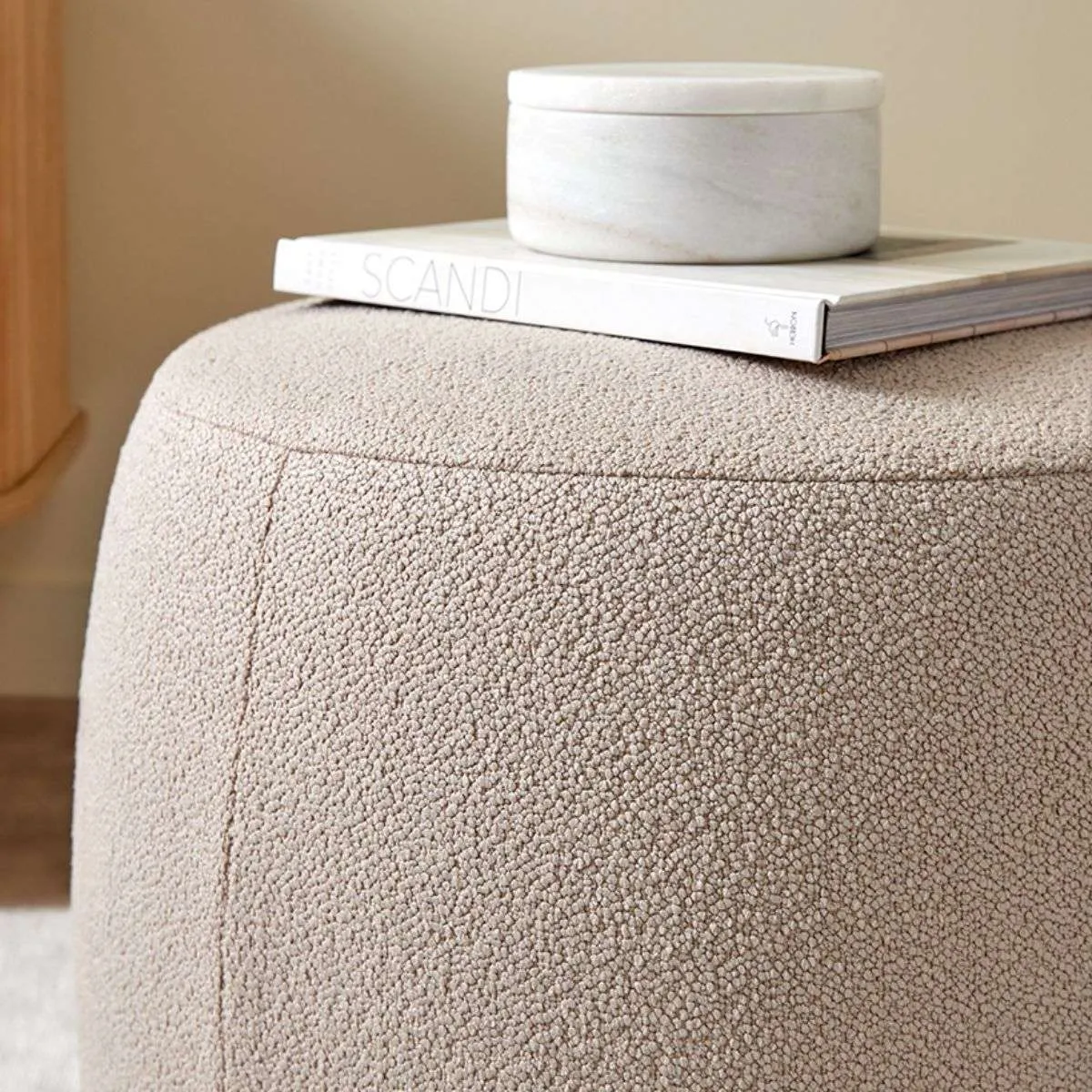 Smooth Boucle Ottoman - Small - Hazelnut Mocka
