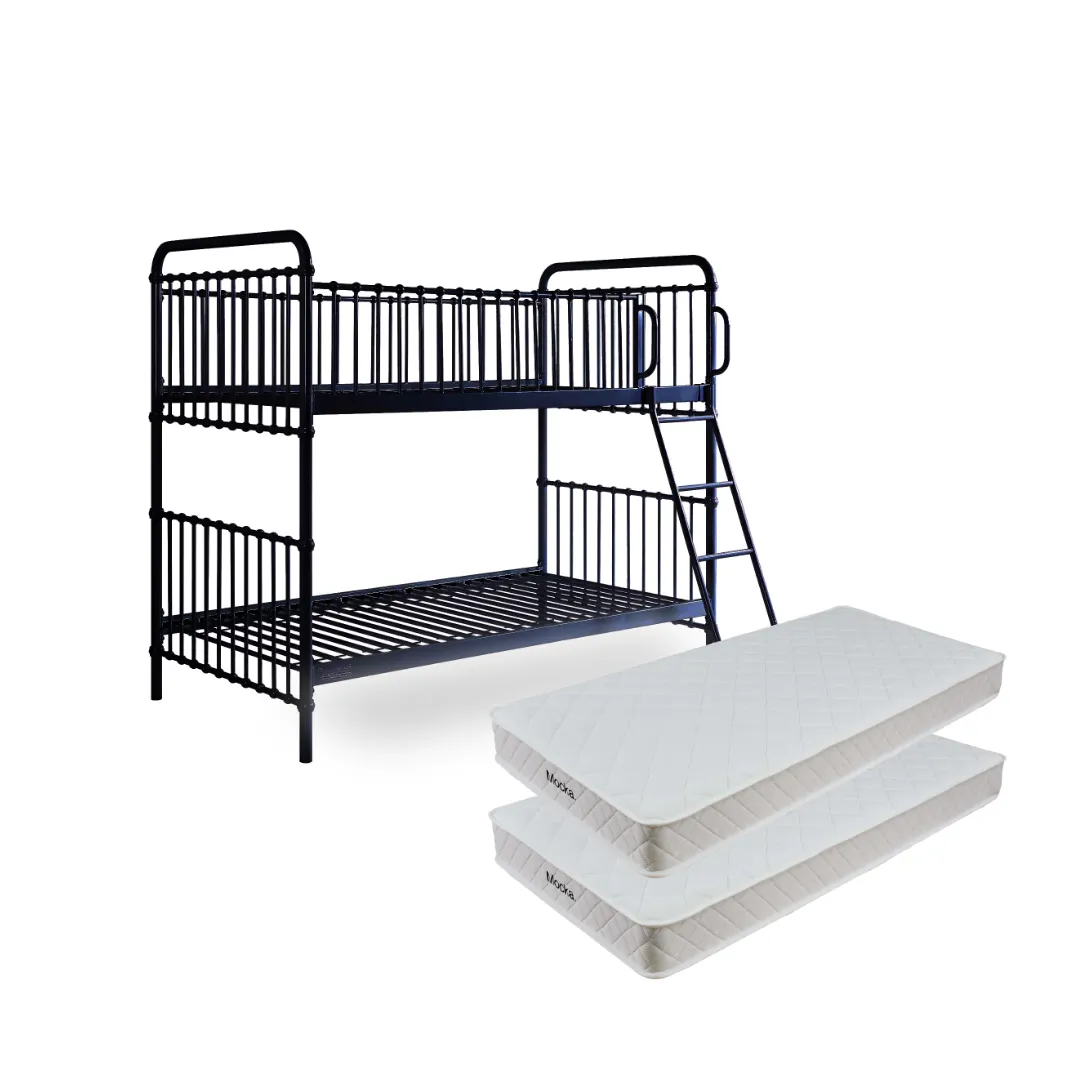Sonata Black Bunk Bed Mattress Bundle Mocka
