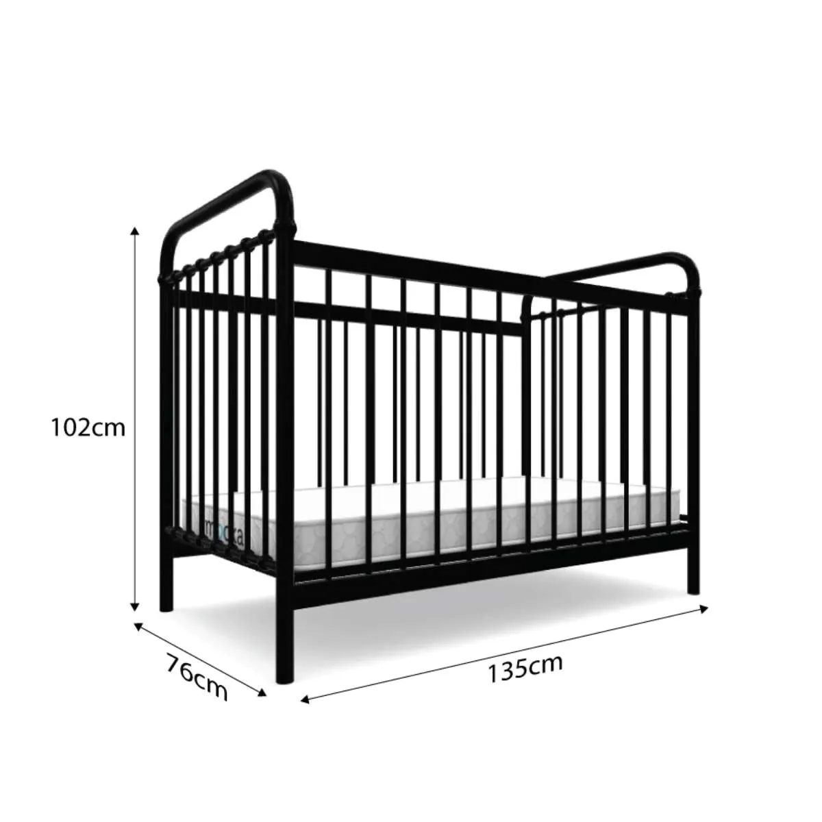 Sonata Cot - Black Mocka
