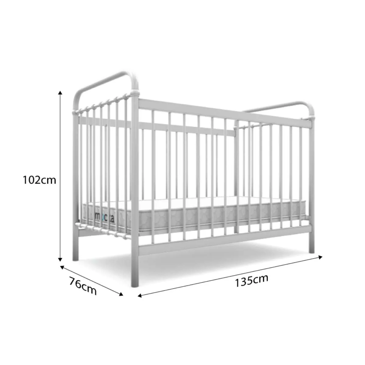 Sonata Cot - White Mocka