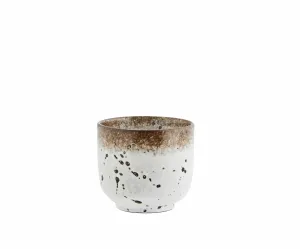 Stoneware Cup | White/Brown 8x8cm Zoco Home