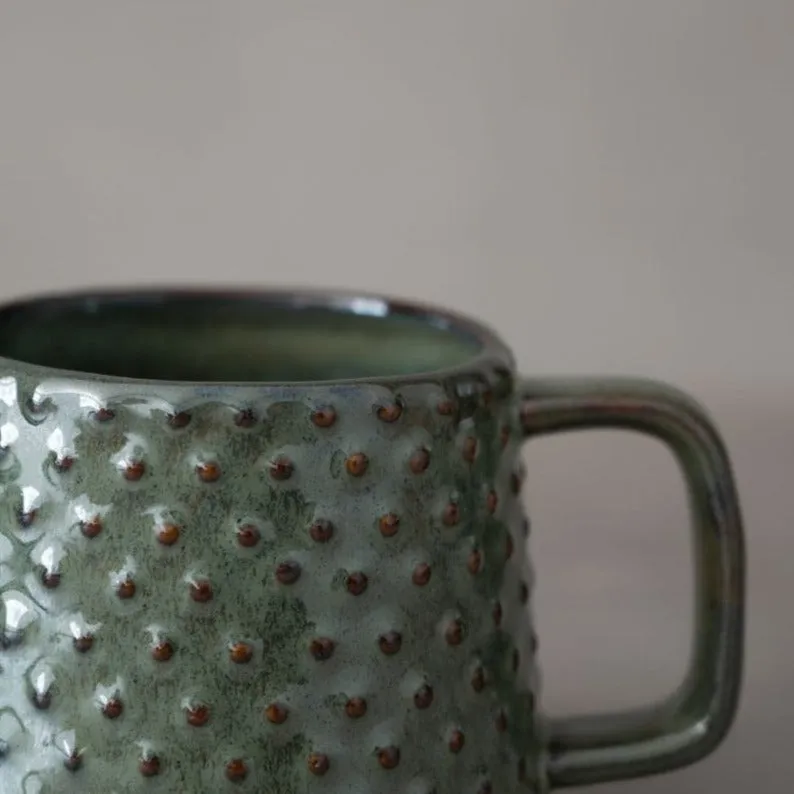 Stoneware Dotted Mug | Green/Brown 9.5x8cm Zoco Home