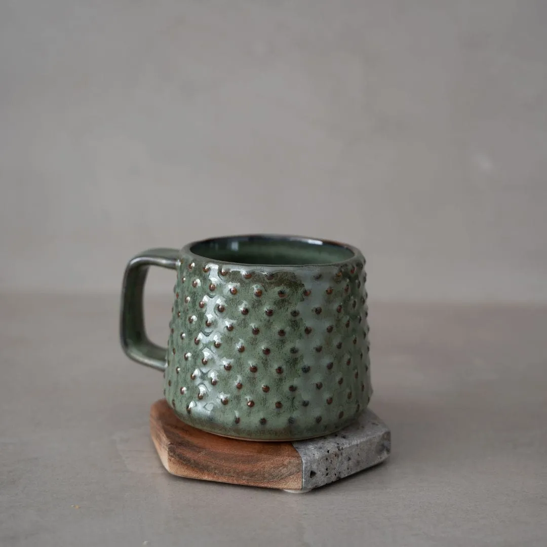 Stoneware Dotted Mug | Green/Brown 9.5x8cm Zoco Home