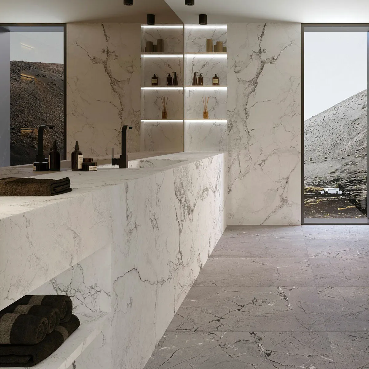 Sublime Iceberg Marble Effect Porcelain Tile 60x120cm Natural Matt