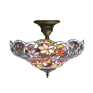 Sullivan Semi-Flush Tiffany Stained Glass Ceiling Light