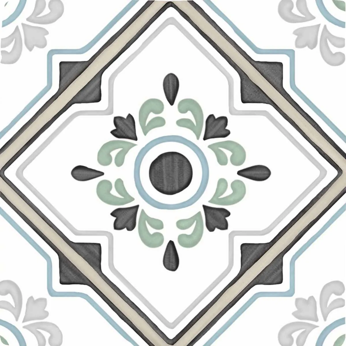 Tanger Sand Bloom Pattern Porcelain Tile 12x12cm Natural Matt