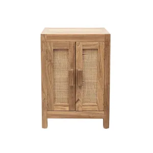Teak & Rattan Nightstand Zoco Home