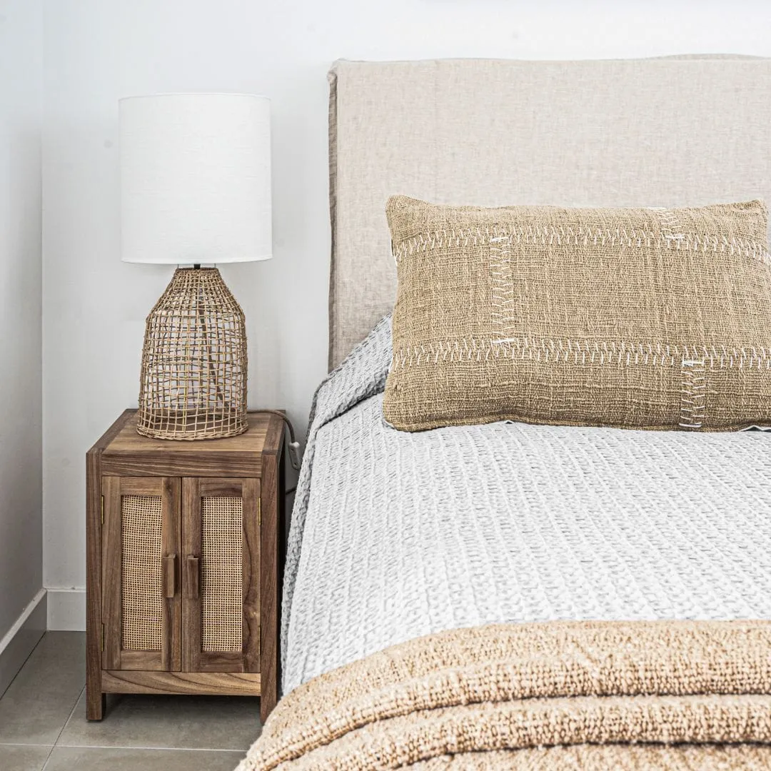 Teak & Rattan Nightstand Zoco Home